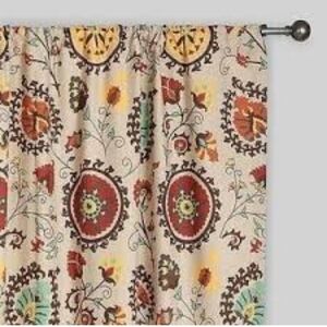 Two World market curtains Suzani Boho Earthy Curtains 48 X  96"